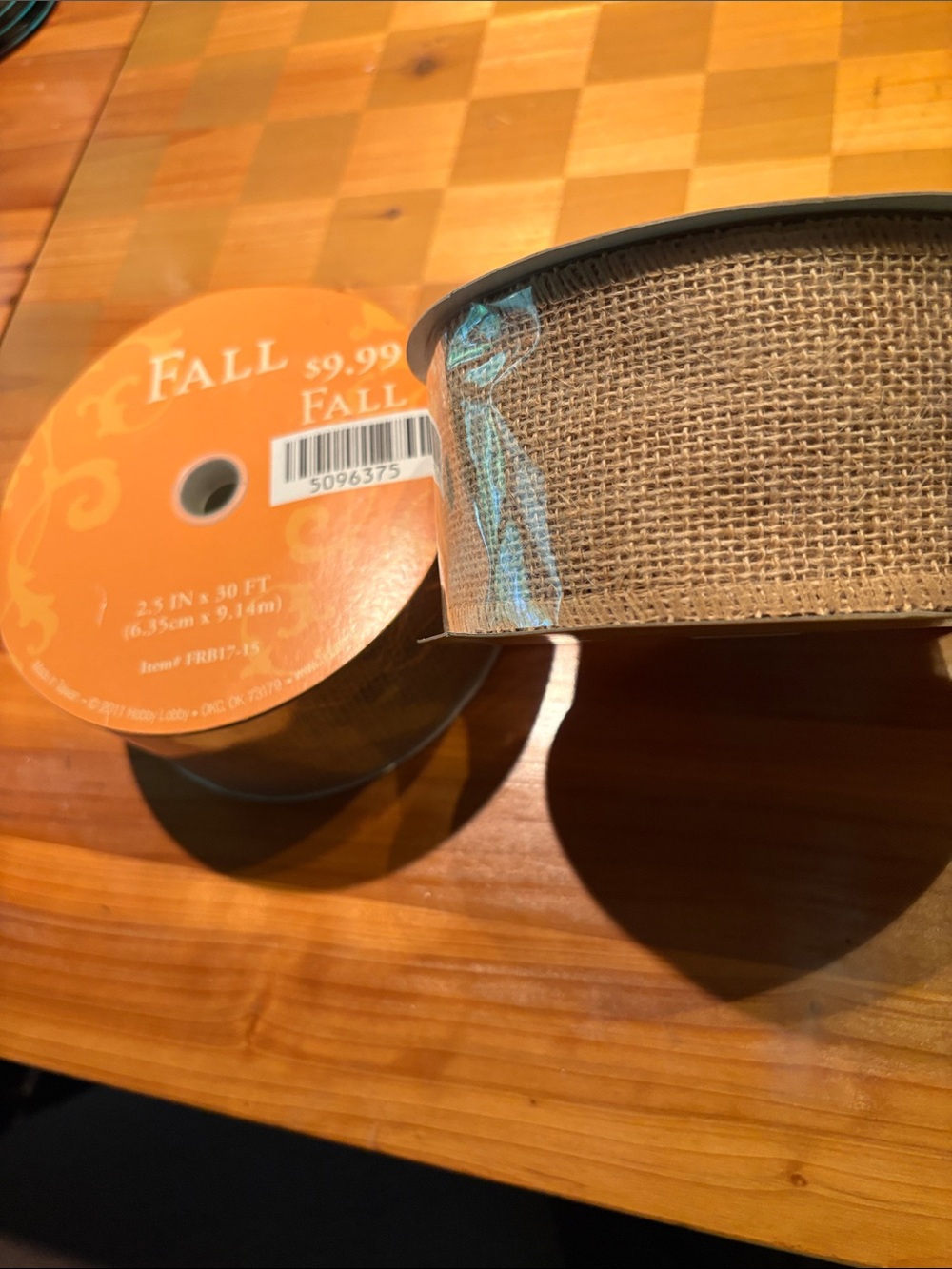 Fall Burlap Ribbon Roll - Natural Brown